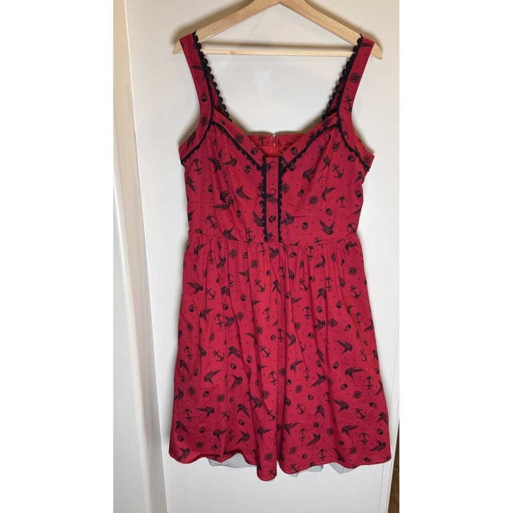 Hot Topic Red Nautical Sailor Rockabilly  XXL Dress Skull Pinup Whimsygoth